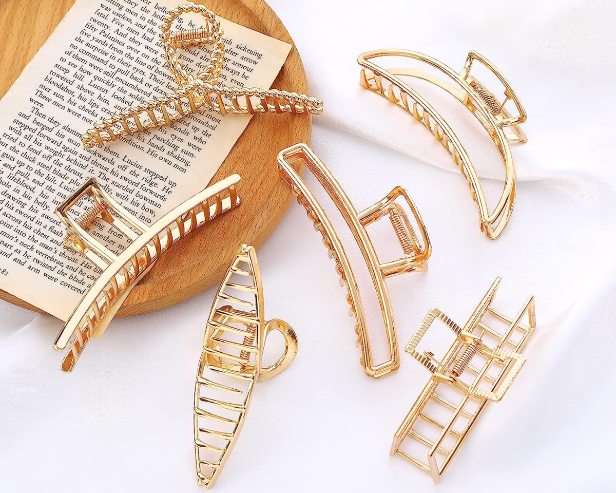 different shaped gold hair clips
