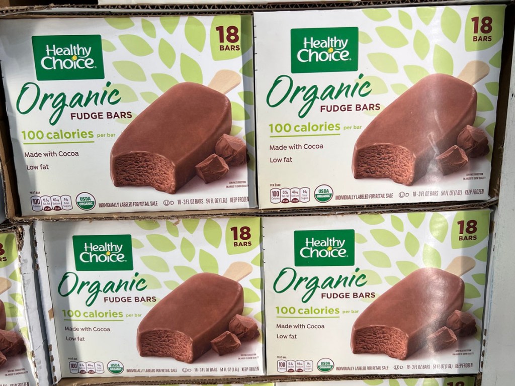 healthy choice organic fudge bars boxes on shelf