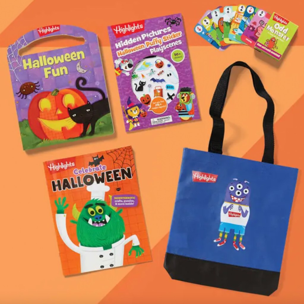 halloween gift set with books and bag