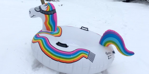 WOW! Inflatable Unicorn Snow Tube Only $8 on Amazon | Doubles as a Pool Float!