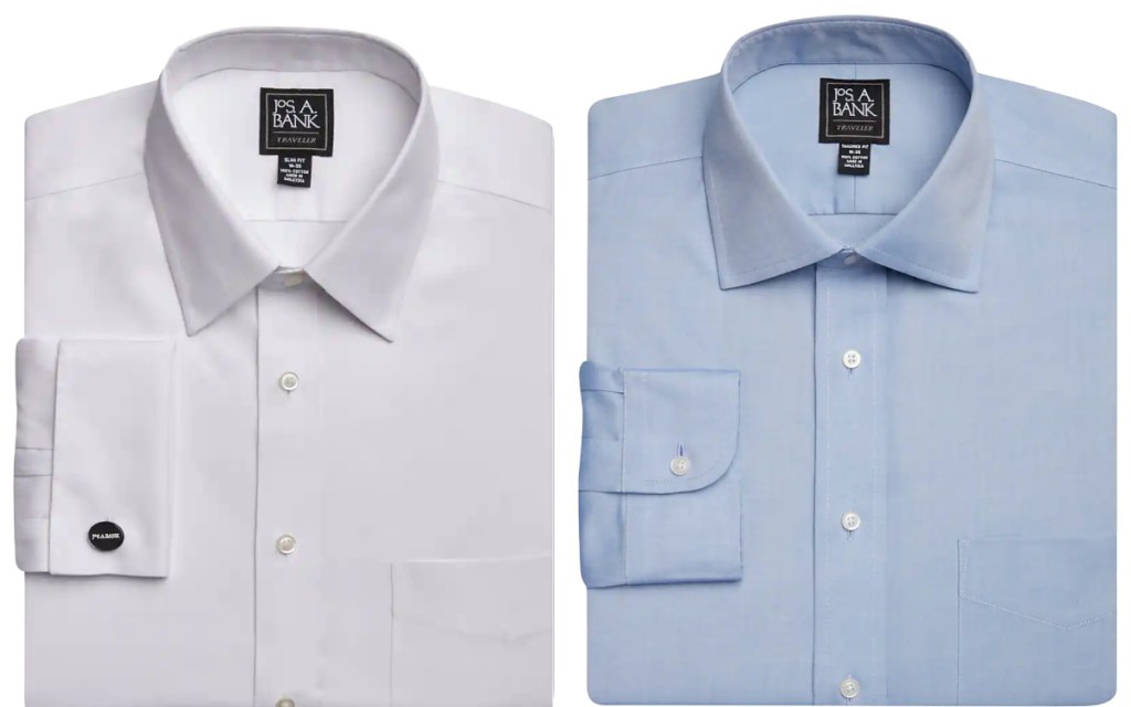 lilac and light blue mens button down shirts folded 