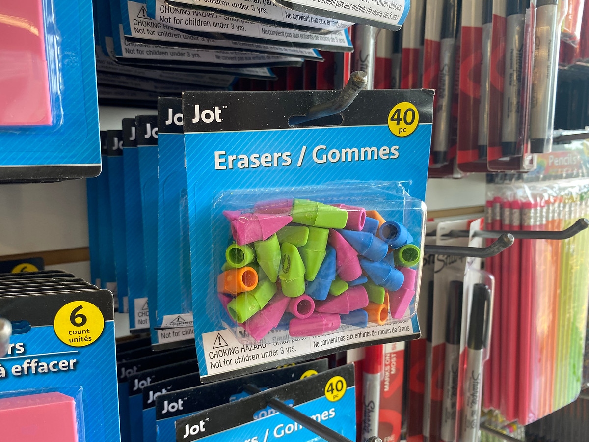 package of pencil-top erasers