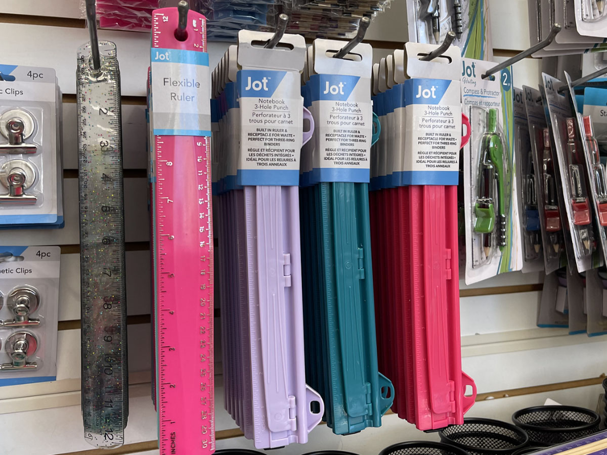 jot rulers hanging in store