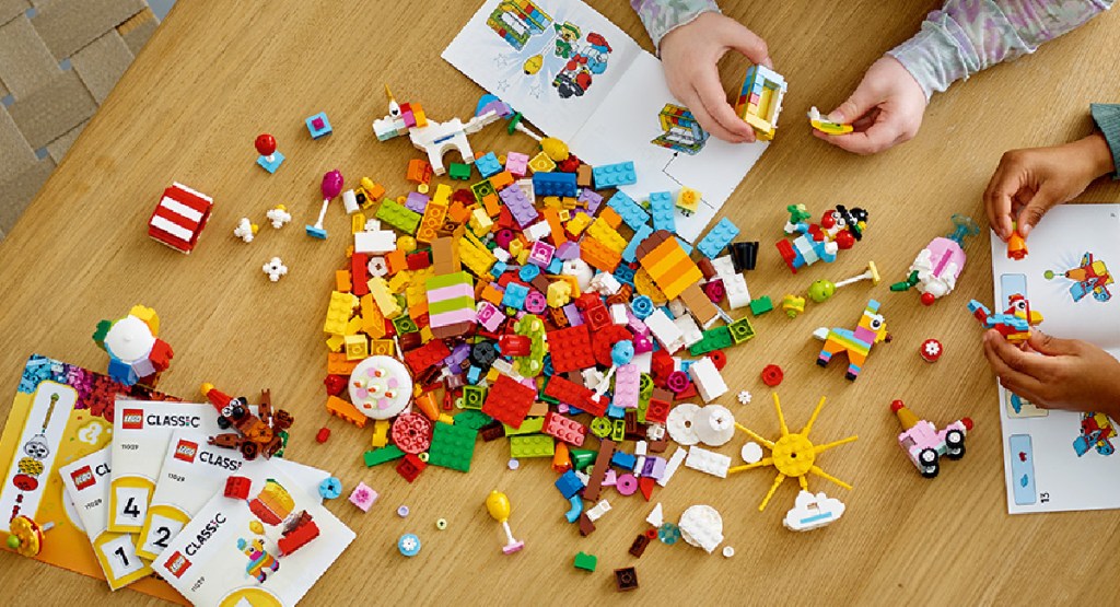 kids playing with lego creative sets