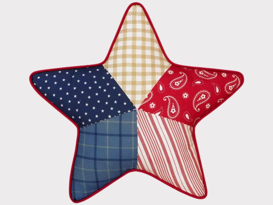 patriotic patchwork Star Throw Pillow 