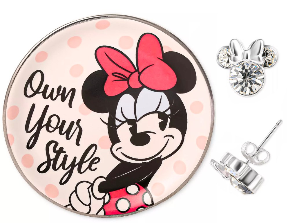 minnie mouse earrings with tray 
