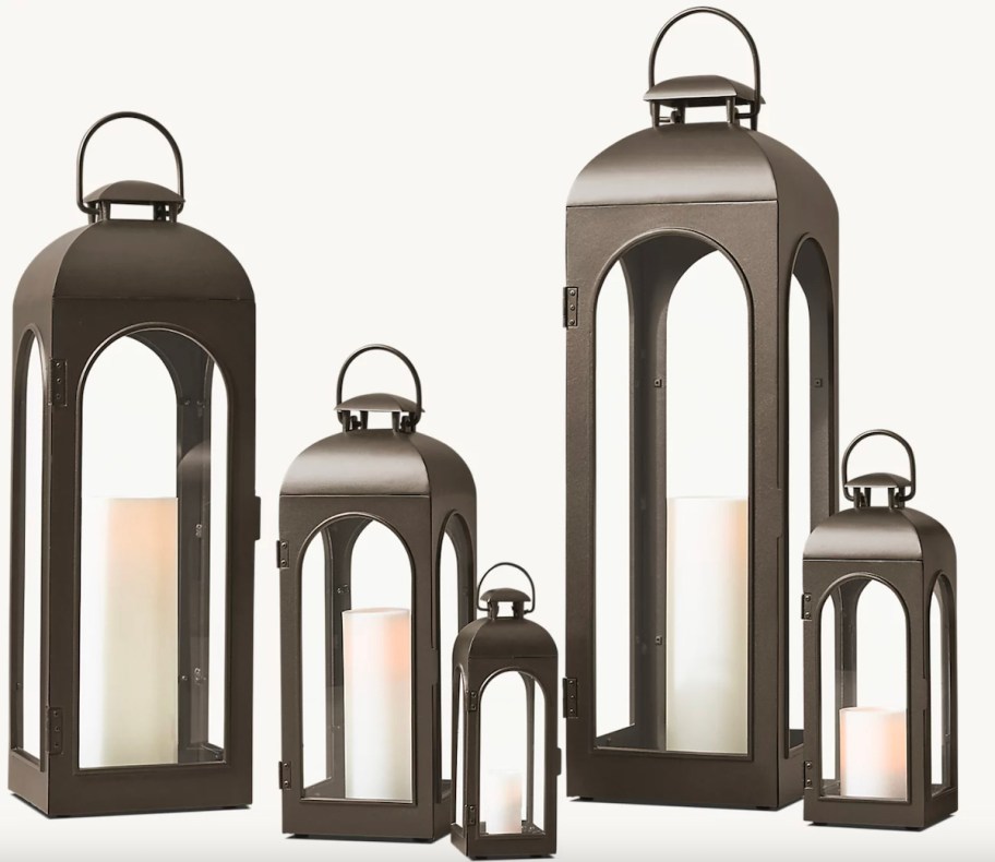 stock photo of bronze outdoor lanterns in various sizes restoration hardware patio furniture