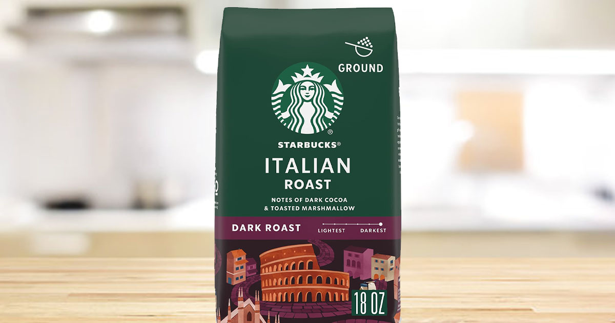 starbucks italian roast ground coffee on countertop