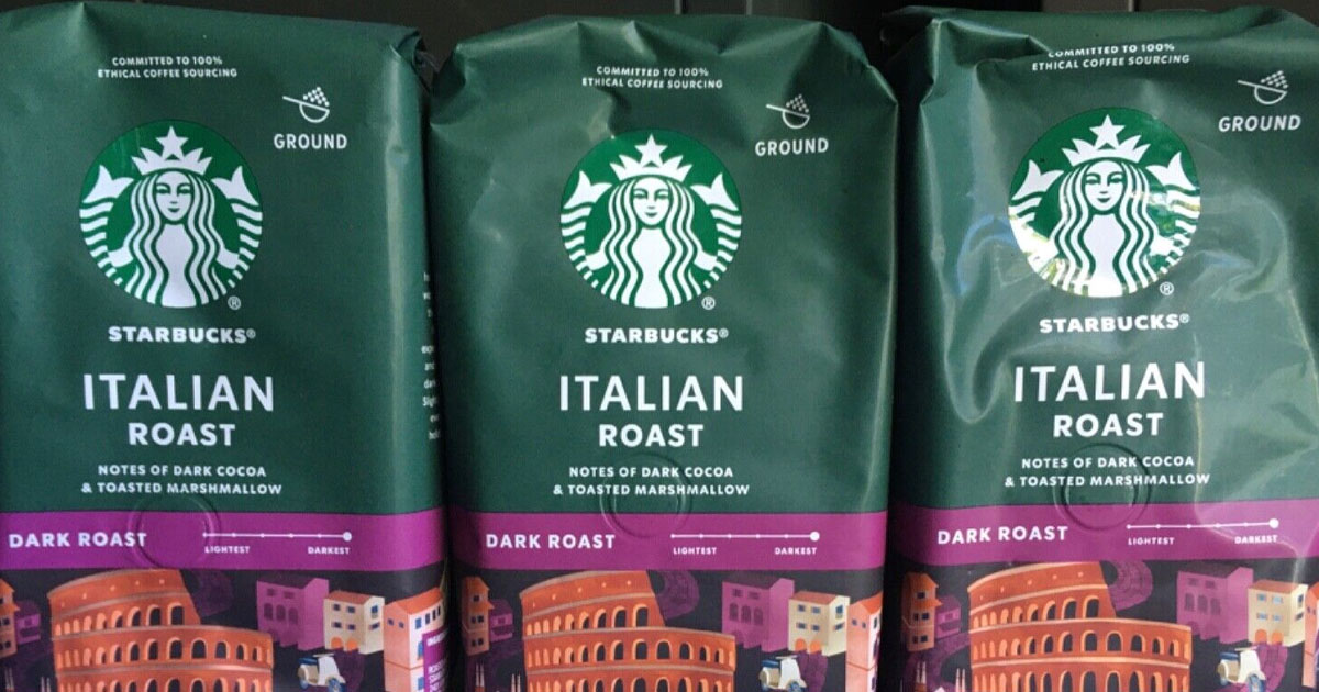 three bags of starbucks italian roast ground coffee