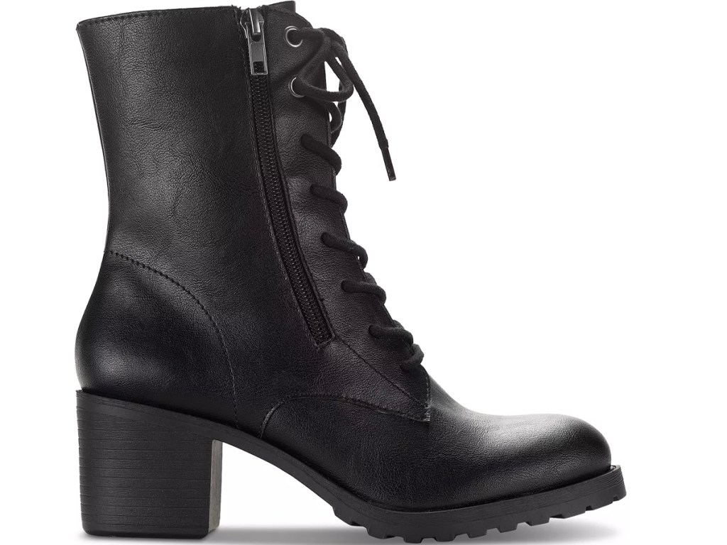 black lace up combat boot