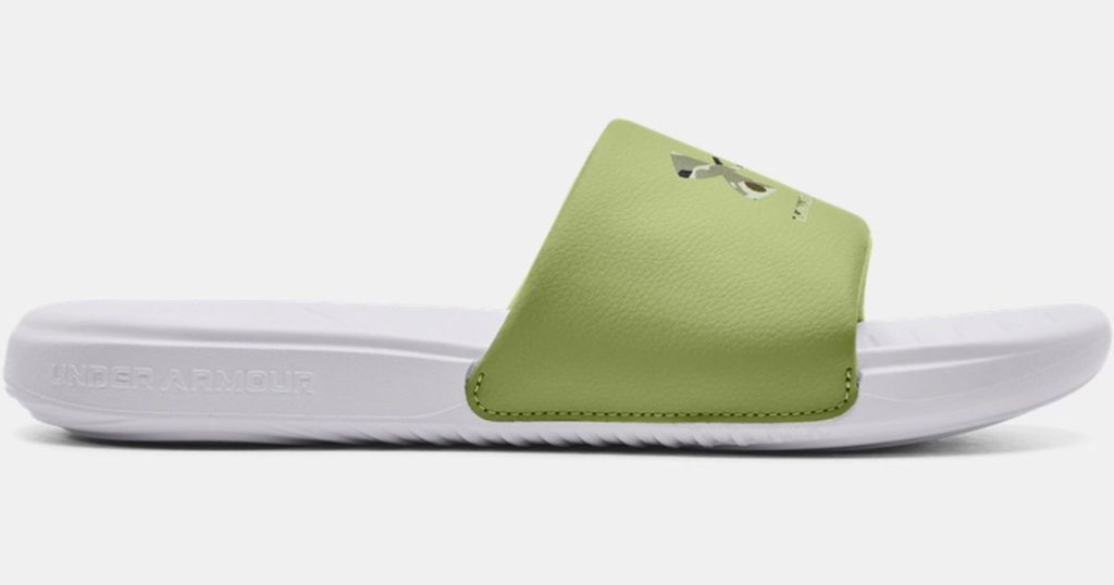 under armour lime green and white slide