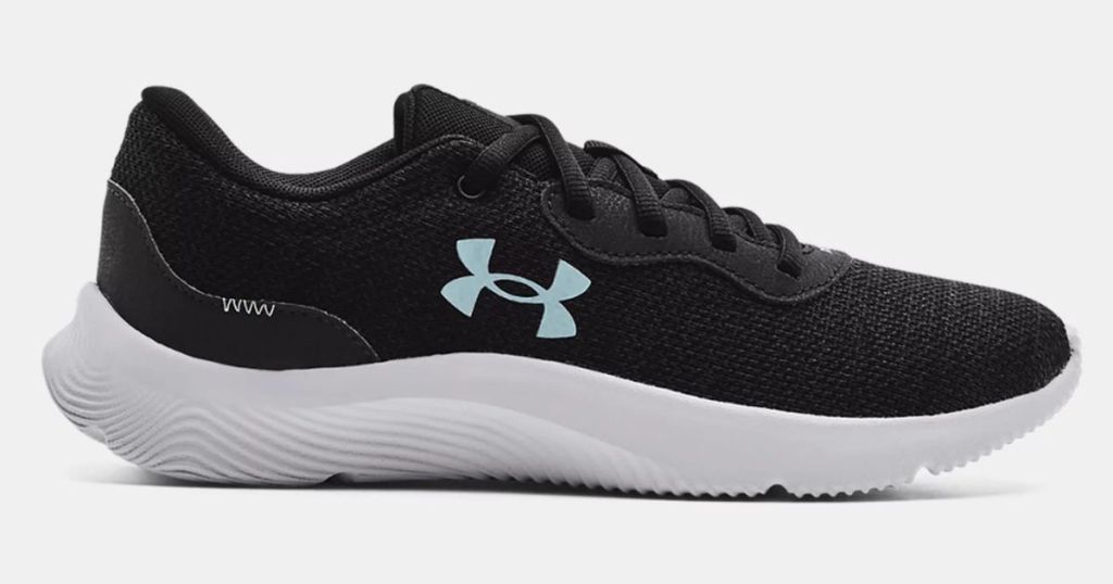 black and light blue under armour shoe