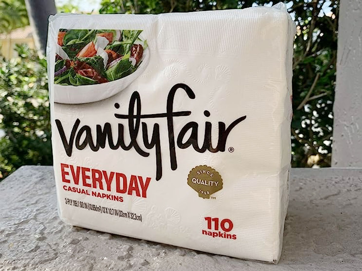 vanity fair napkins package sitting outdoors