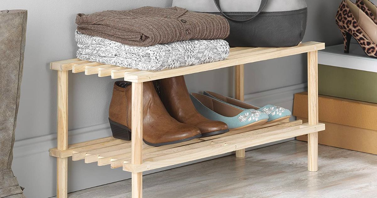 2-Tier Wooden Shoe Rack Only $7.56 on Amazon (Regularly $15.49)