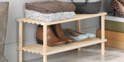 2-Tier Wooden Shoe Rack Only $7.56 on Amazon (Regularly $15.49)