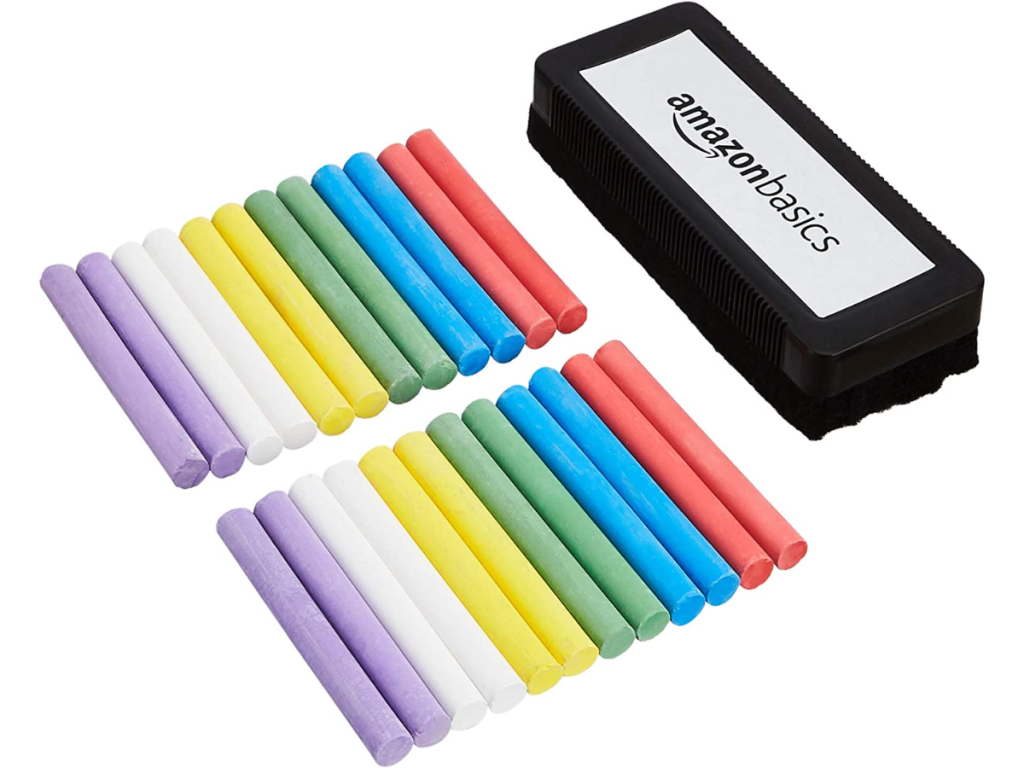 Amazon Basics 24-Pack of Dustless Chalk with Eraser