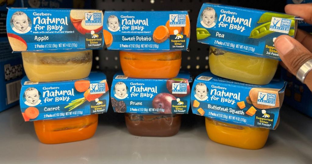 Gerber 1st Foods Baby Food 2-Count -different flavors shown on shelf