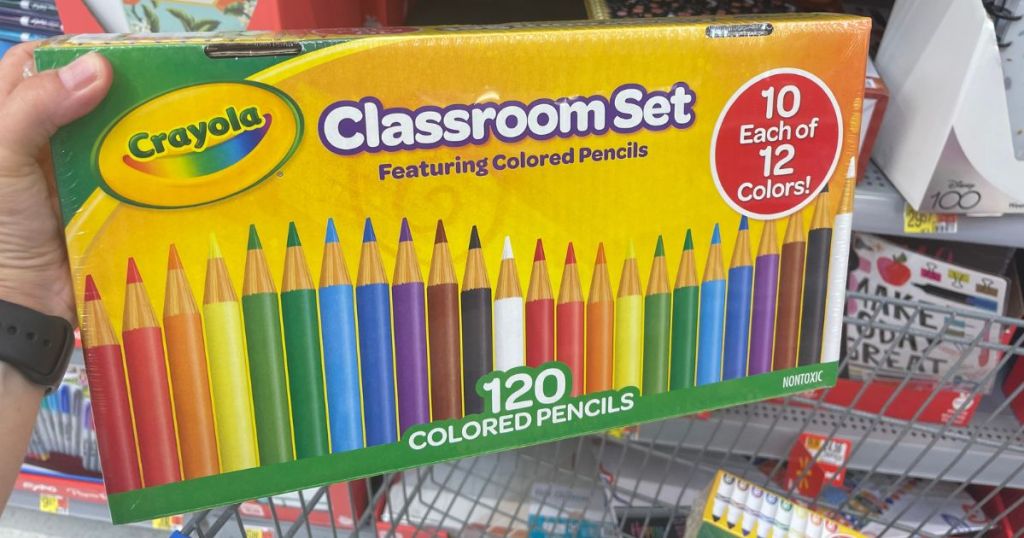 Crayola Classroom Set Colored Pencils, 120 Ct in woman's hand at Walmart