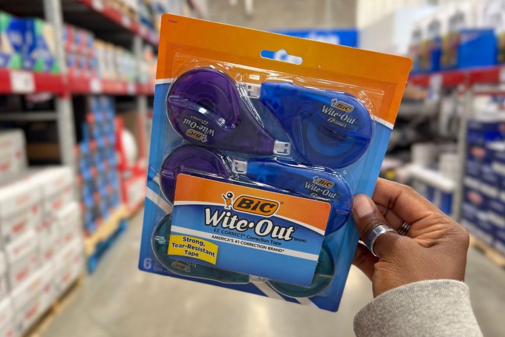 BIC Wite-Out Brand EZ Correct Correction Tape 6-Count in woman's hand at Sam's Club