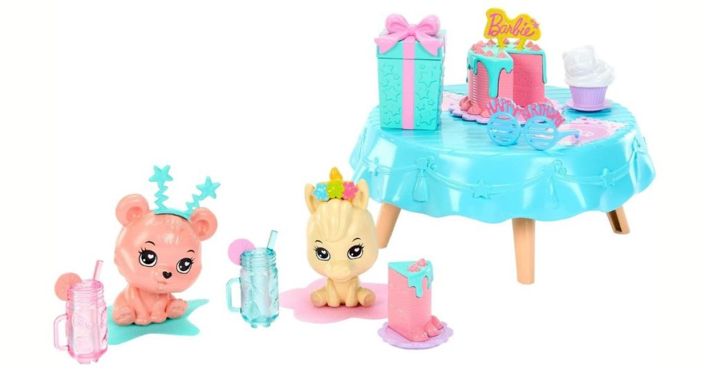 My First Barbie Birthday Accessories - Pet Unicorn And Bear 