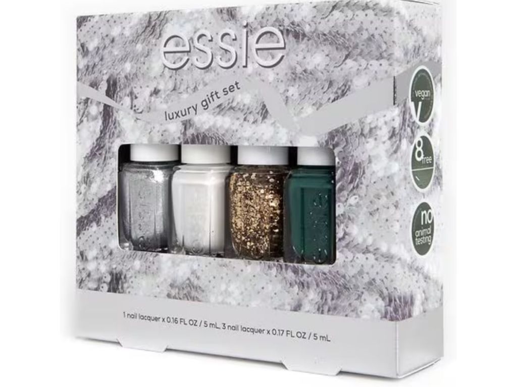 Essie Nail Polish Holiday Gift Set, Limited Edition Nail Beauty Kit w/ 4 Polishes