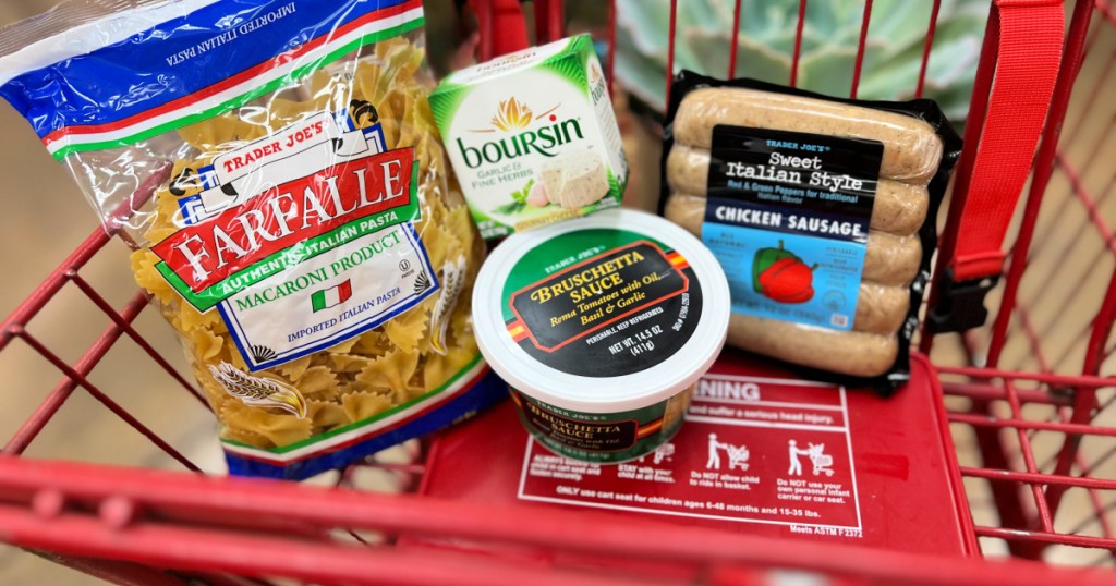 4 ingredients in a shopping basket from Trader Joe's