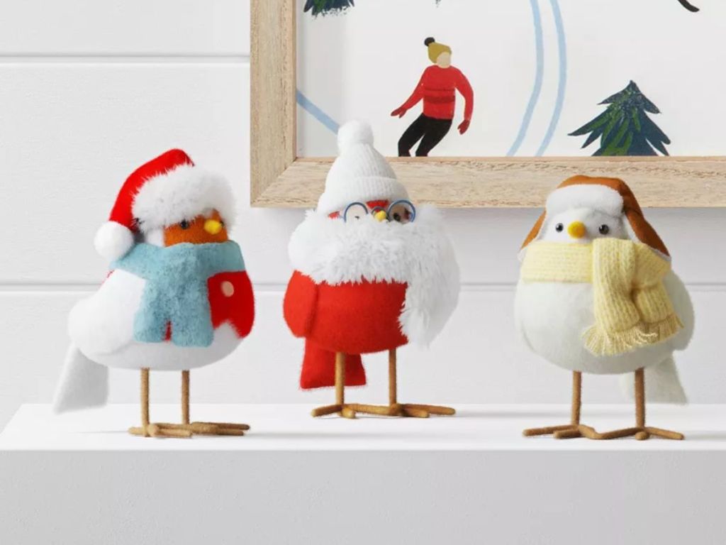 مجموعة تمثال من القماش مكونة من 3 قطع من Featherly Friends Bird ترتدي وشاحًا - Wondershop™ أصفر/أبيض/أزرق 