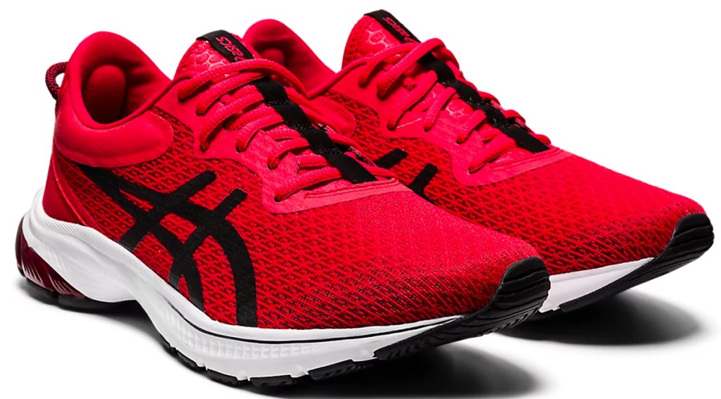 red and black asics running shoes