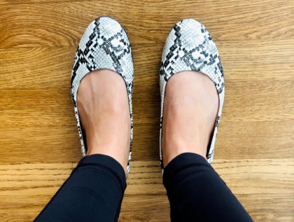 Amazon Essentials ballet flats in faux snake skin