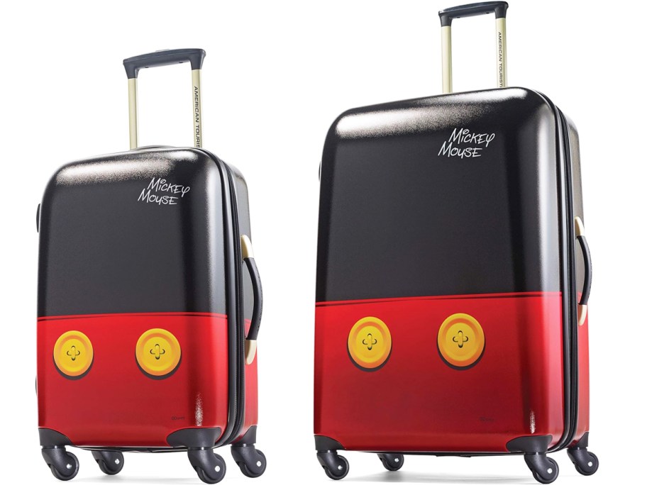 small and large matching mickey mouse luggage pieces