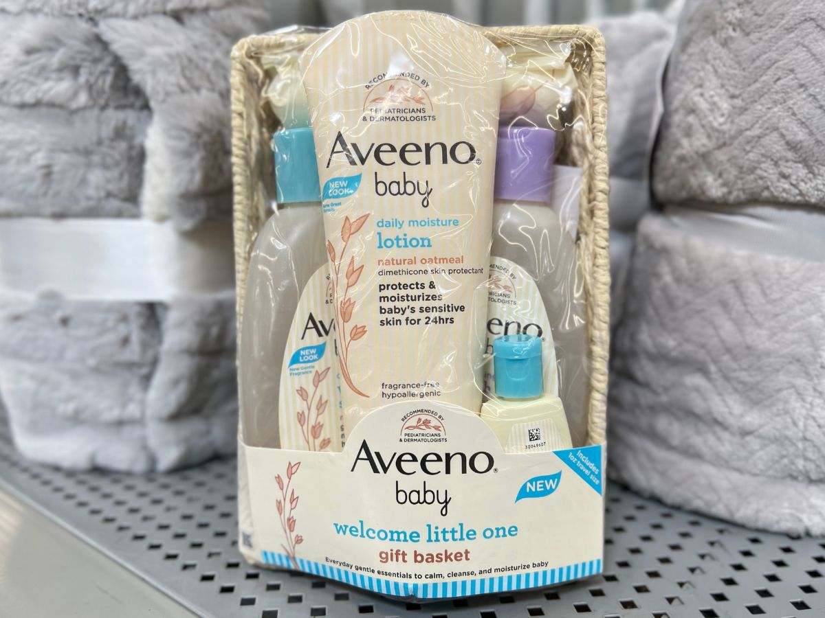 Aveeno Baby Wash gift basket in a bag
