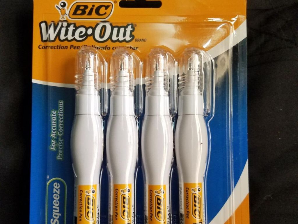 a 4-pack of Bic Wite-out Pens