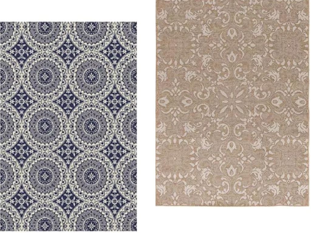 Two outdoor patio rugs
