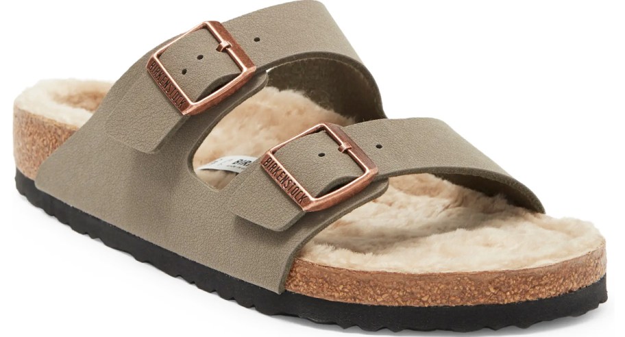 Birkenstock sandal with fuzzy footbed