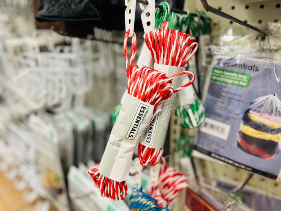 Clotheslines hanging in the dollar tree