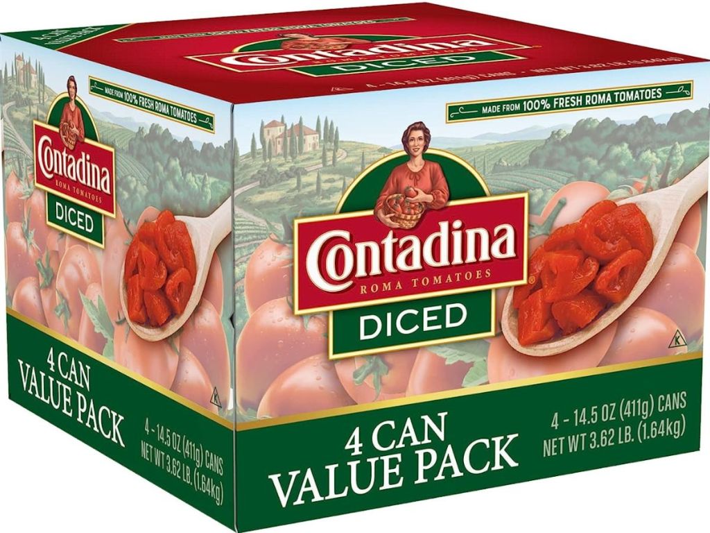 4-pack box of contadina diced canned tomatoes