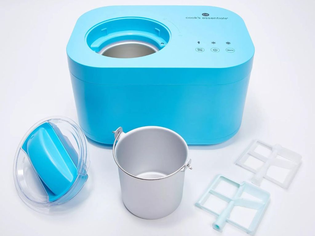 An ice cream maker with parts