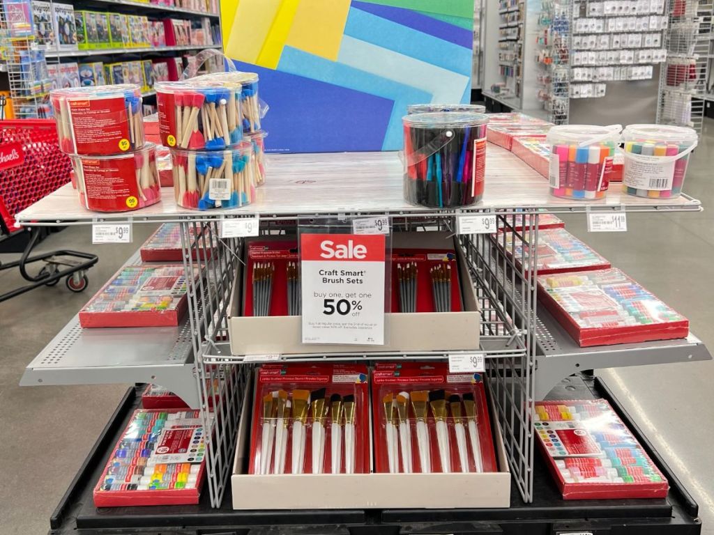 a large display of art supplies
