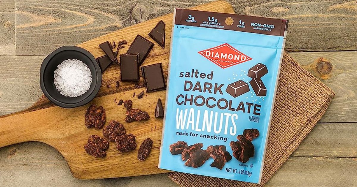 Diamond Salted Dark Chocolate Walnuts 4oz Bag Only 1.99 Shipped on