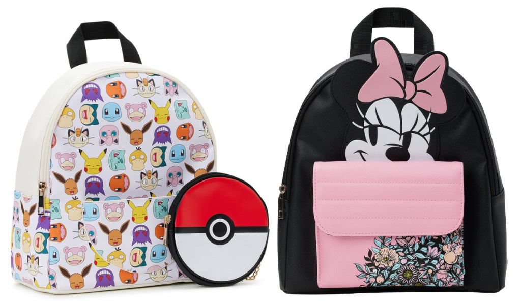 Disney backpacks in Pokemon and mini mouse
