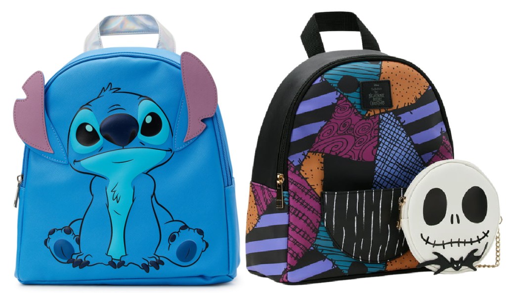 Disney backpacks in stitch and nightmare before Christmas