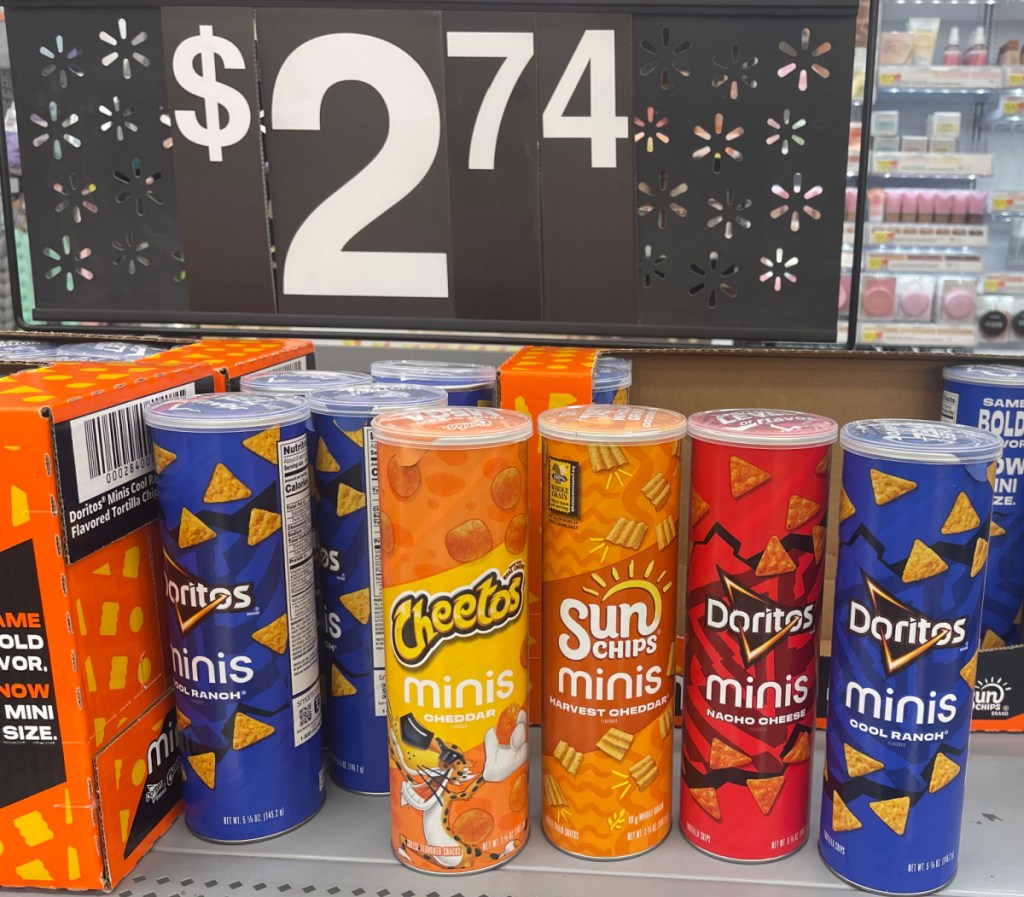 The new food products at Walmart in 2023 include these mini chip sizes of doritos, cheetos, or sunchipes