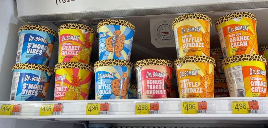 Walmart freezer stocked with Dr Bombay Ice Cream