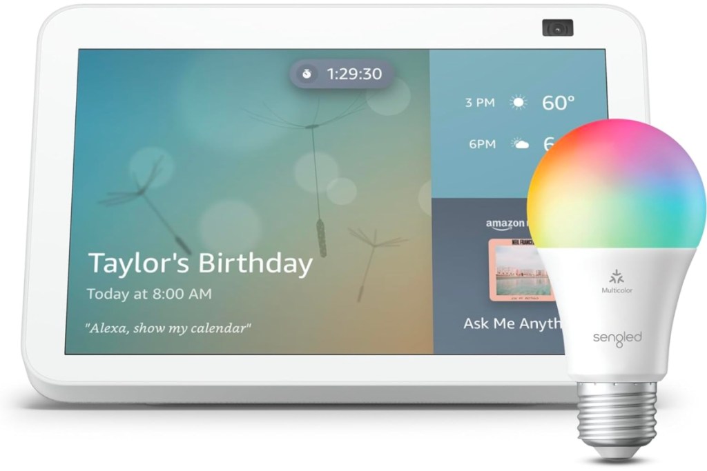Echo Show 8 Smart Display w/ FREE Sengled Smart Color Bulb