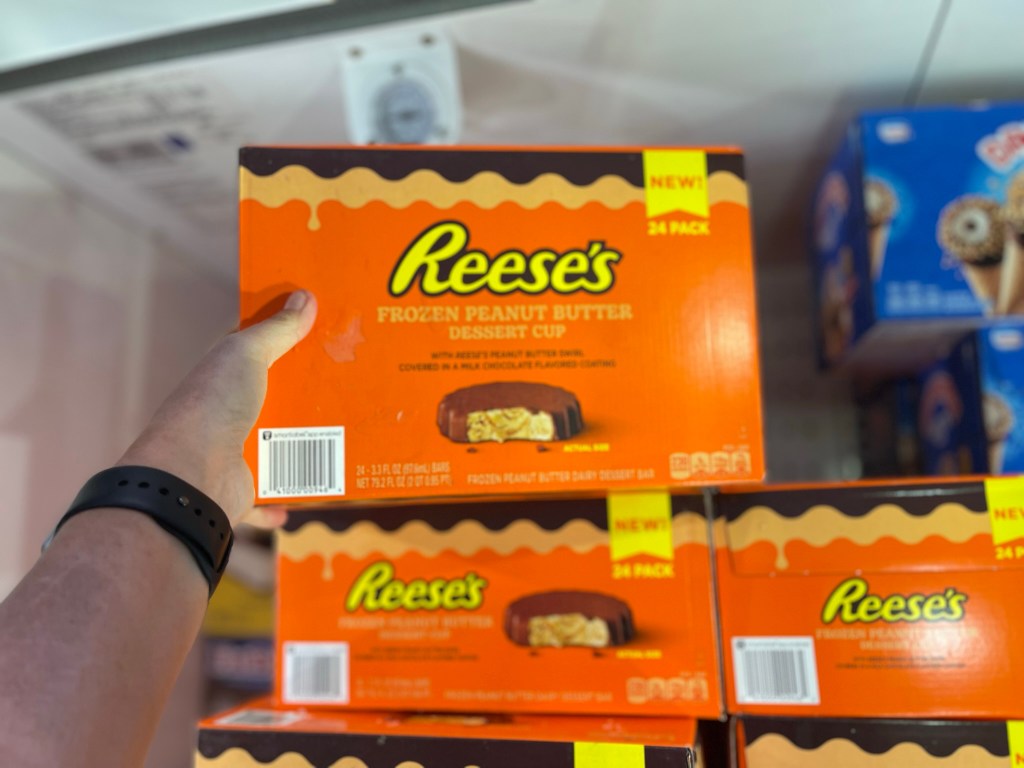 Reese's Frozen Peanut Butter Cup Dessert Boxes in Freezer at Sam's Club