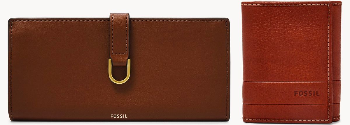 Fossil Kier Cactus Leather Tab Clutch and lufkin wallet