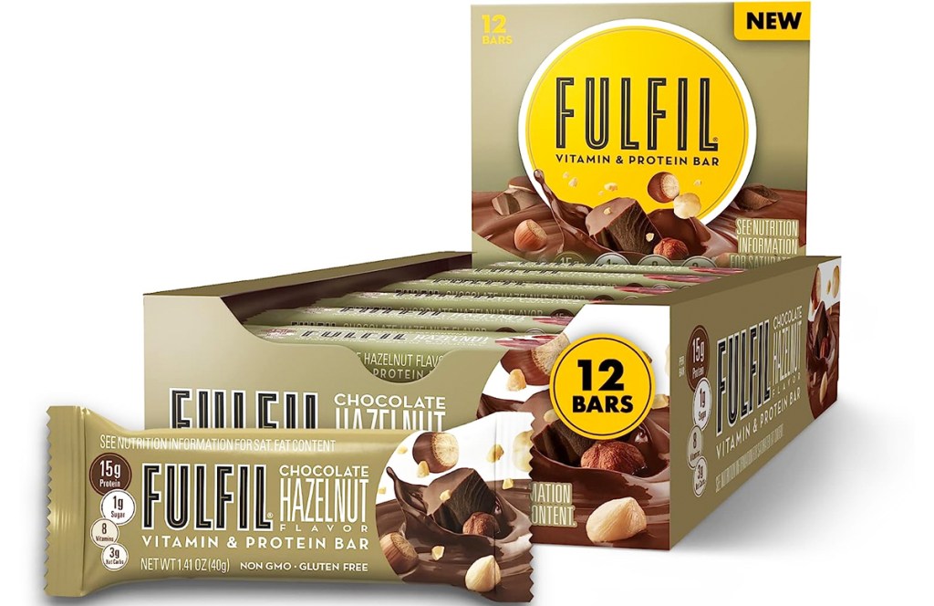box of Fulfil Vitamin and Protein Bars in Hazelnut