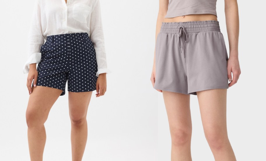 GAP-shorts-in-blue-and-beige خصم إضافي 20% + شحن مجاني على شورتات جاب النسائية |  الأنماط تبدأ من 12.80 دولارًا (40 دولارًا أمريكيًا +)