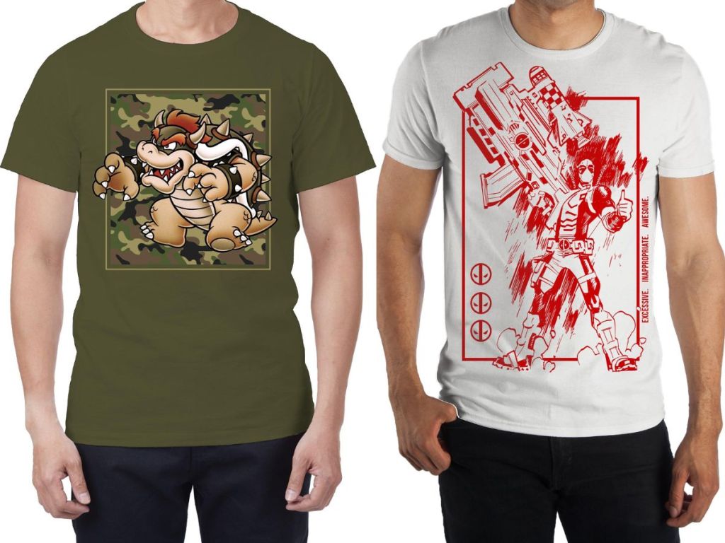 Boswer and Deadpool t-shirts