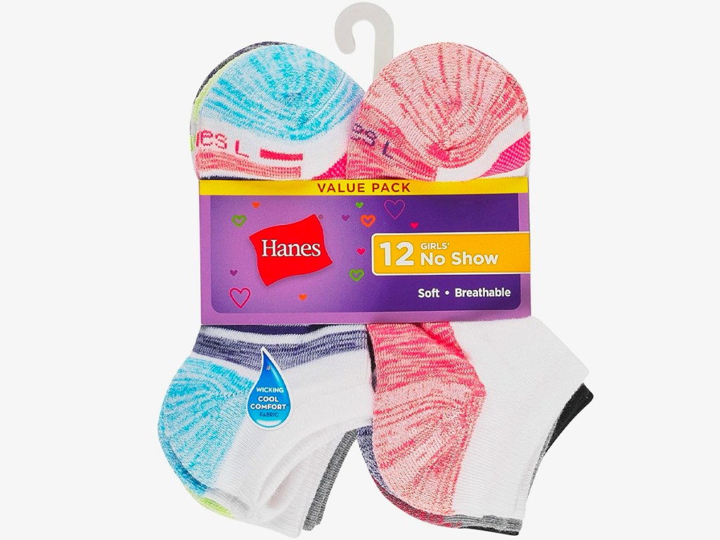 Hanes Girls' Cool Comfort Ankle Socks 12-Pack 